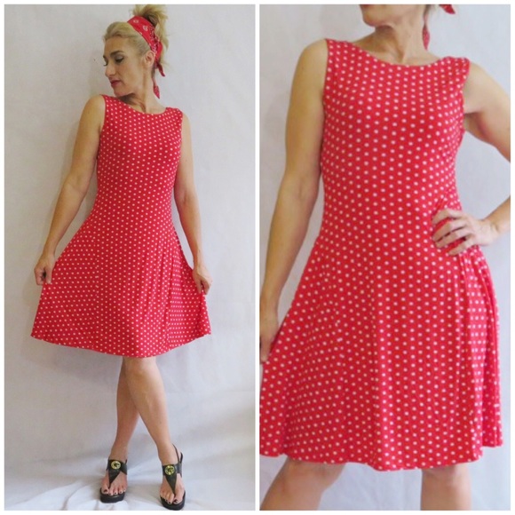 womens red and white polka dot dress